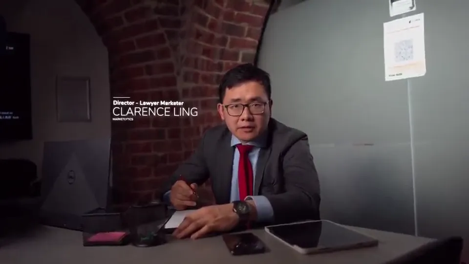 Clarence Ling to camera in the Marketlytics brand video.